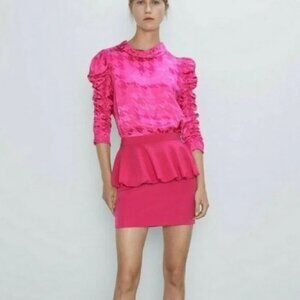 Zara Fuchsia Pink Peplum Mini Skirt